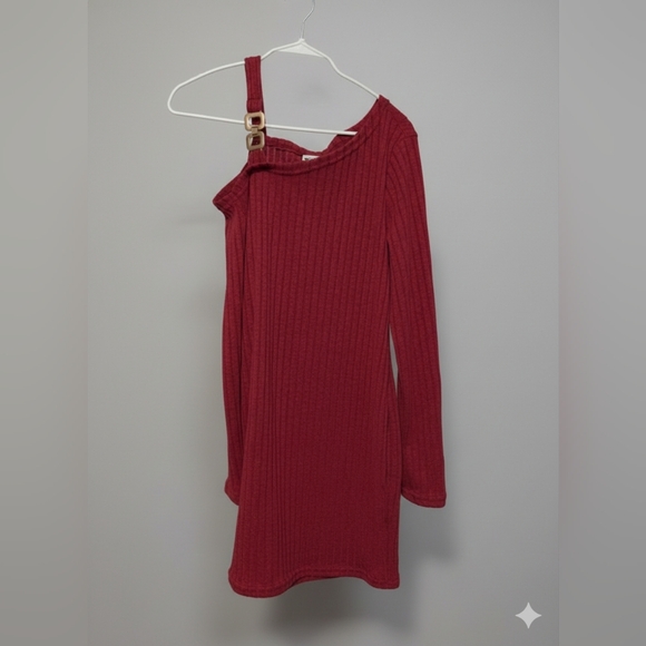 Boutique Elegant Off-Shoulder Sweater Dress Burgundy Size XL(12) (New) - Picture 7 of 10